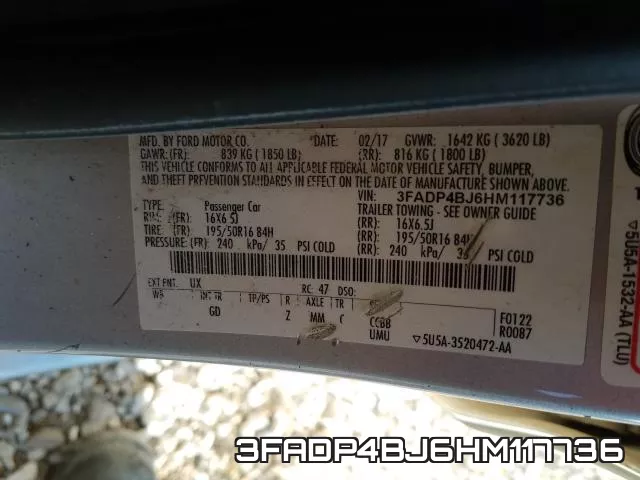 3FADP4BJ6HM117736 фото 2