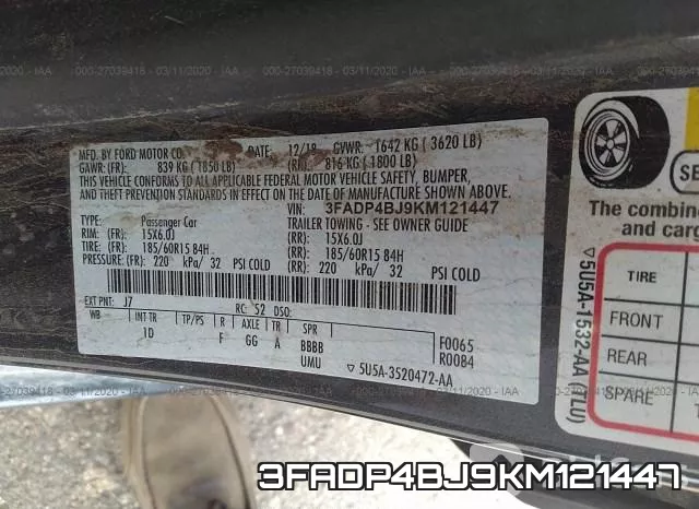3FADP4BJ9KM121447 фото 10