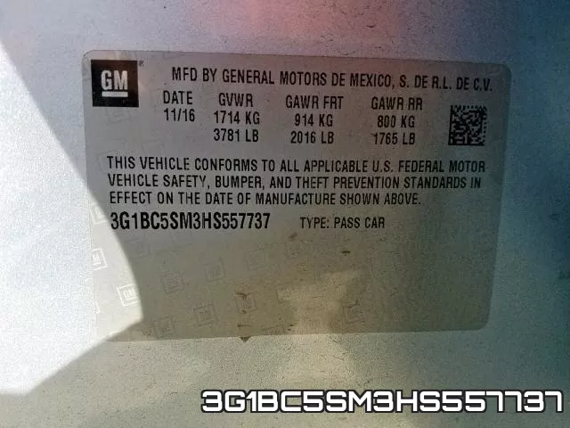 3G1BC5SM3HS557737 фото 2