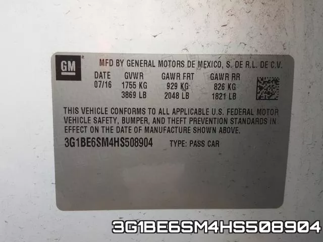 3G1BE6SM4HS508904 фото 2