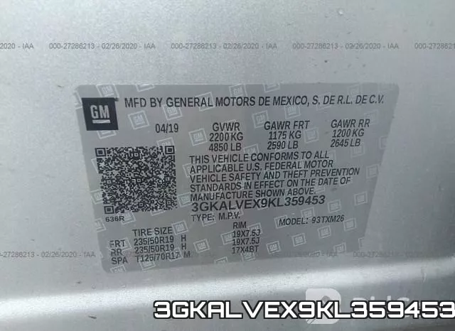 3GKALVEX9KL359453 фото 10