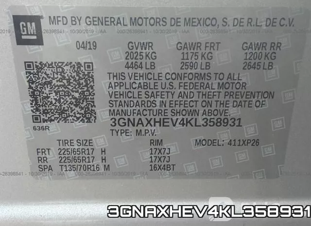3GNAXHEV4KL358931 фото 10