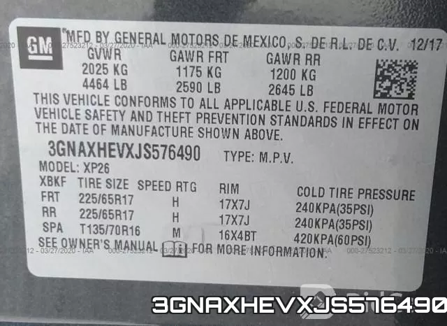 3GNAXHEVXJS576490 фото 10