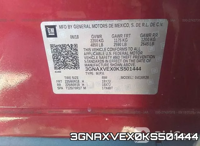 3GNAXVEX0KS501444 фото 10