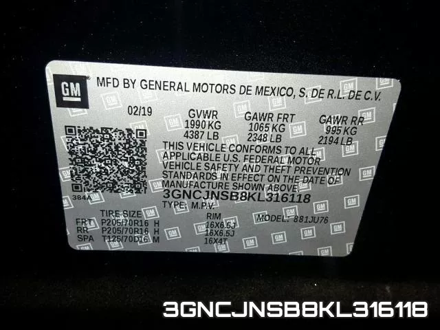 3GNCJNSB8KL316118 фото 2