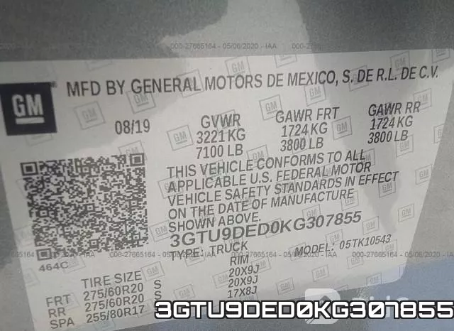 3GTU9DED0KG307855 фото 10