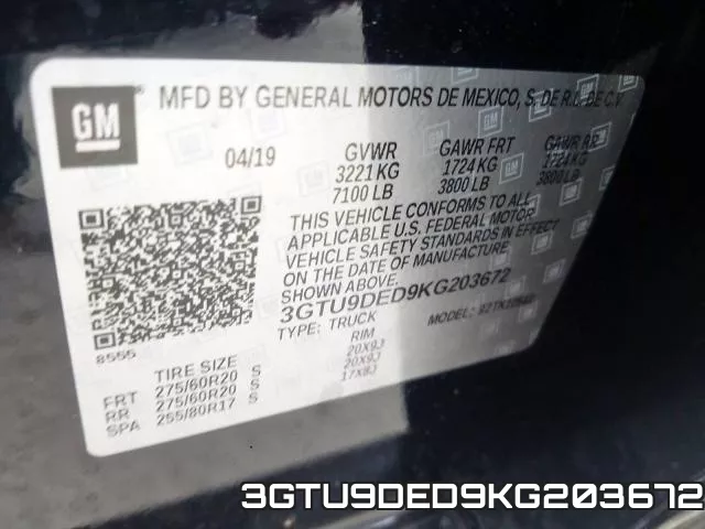 3GTU9DED9KG203672 фото 2