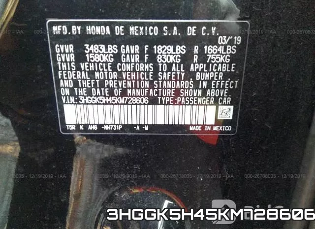 3HGGK5H45KM728606 фото 10