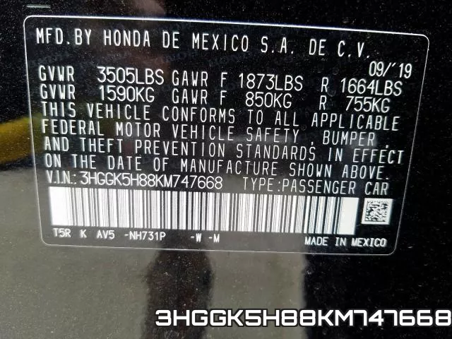 3HGGK5H88KM747668 фото 2