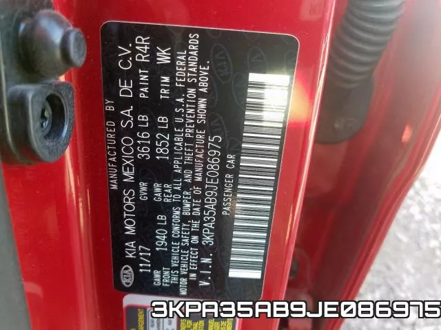3KPA35AB9JE086975 фото 2