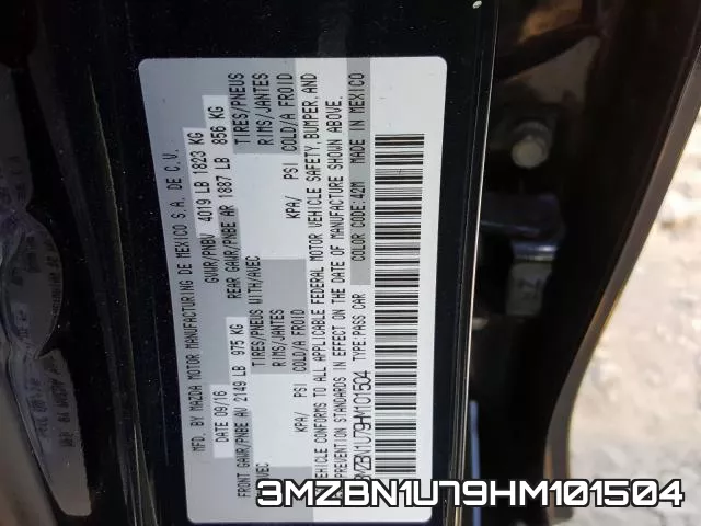 3MZBN1U79HM101504 фото 2