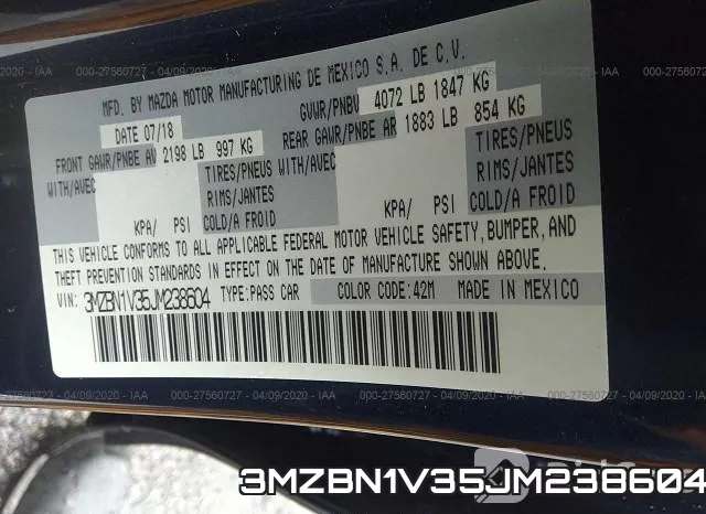 3MZBN1V35JM238604 фото 10