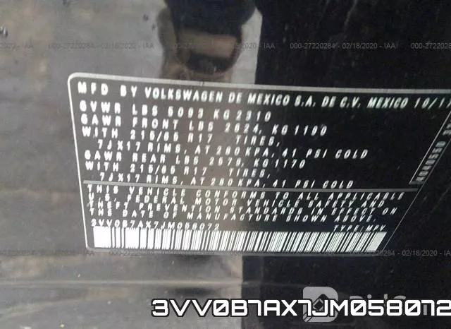3VV0B7AX7JM058072 фото 10