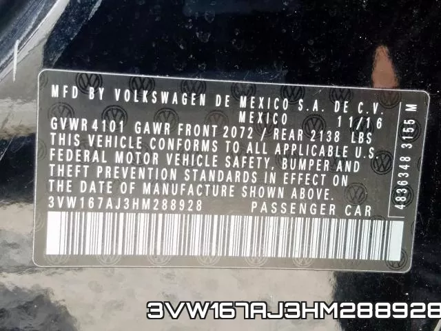 3VW167AJ3HM288928 фото 2