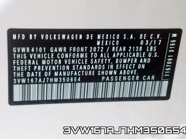 3VW167AJ7HM350654 фото 2