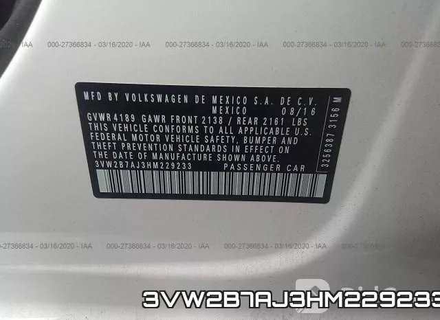 3VW2B7AJ3HM229233 фото 10