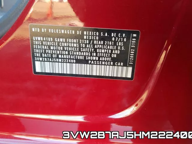 3VW2B7AJ5HM222400 фото 2