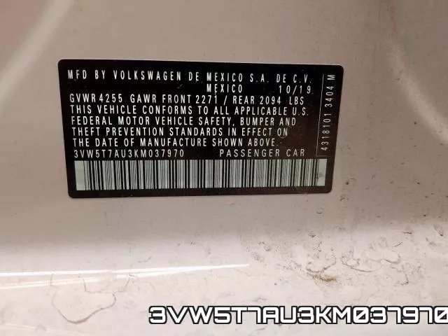 3VW5T7AU3KM037970 фото 2