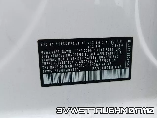 3VW5T7AU6HM017110 фото 2