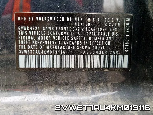 3VW6T7AU4KM013116 фото 2