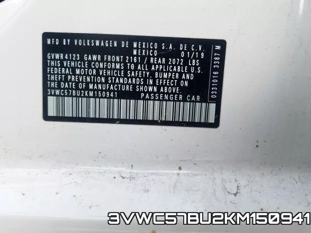 3VWC57BU2KM150941 фото 2
