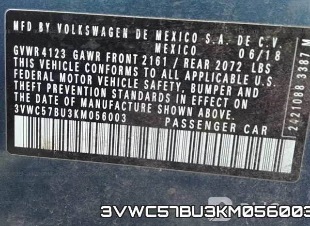 3VWC57BU3KM056003 фото 10
