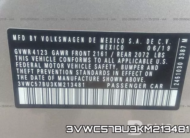 3VWC57BU3KM213481 фото 10