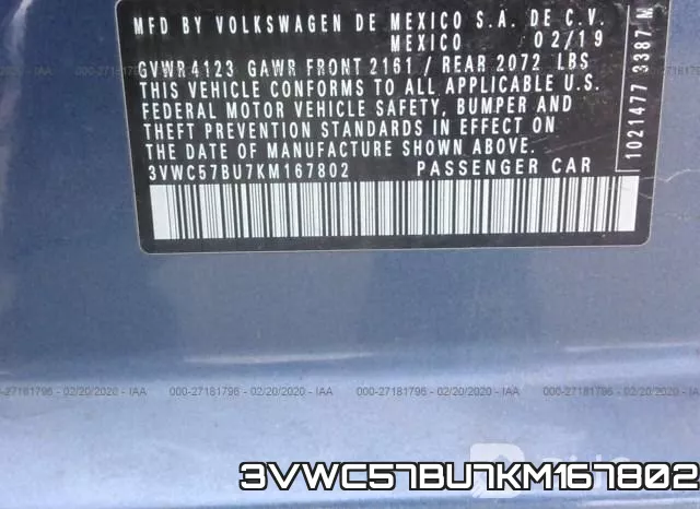 3VWC57BU7KM167802 фото 10