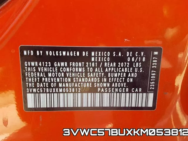 3VWC57BUXKM053812 фото 2