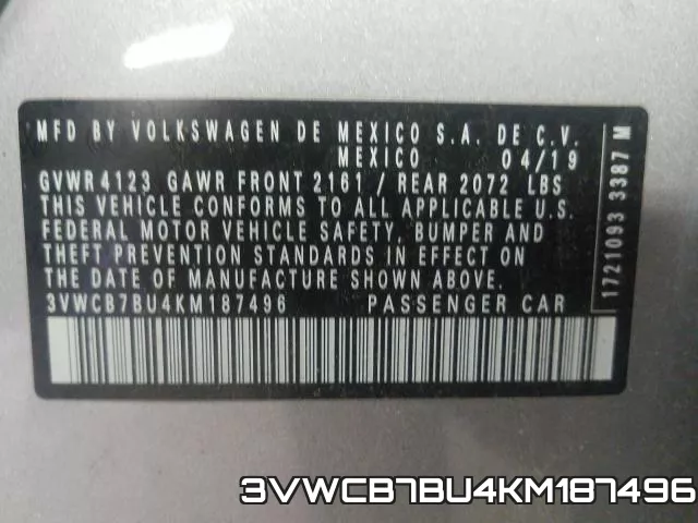 3VWCB7BU4KM187496 фото 2