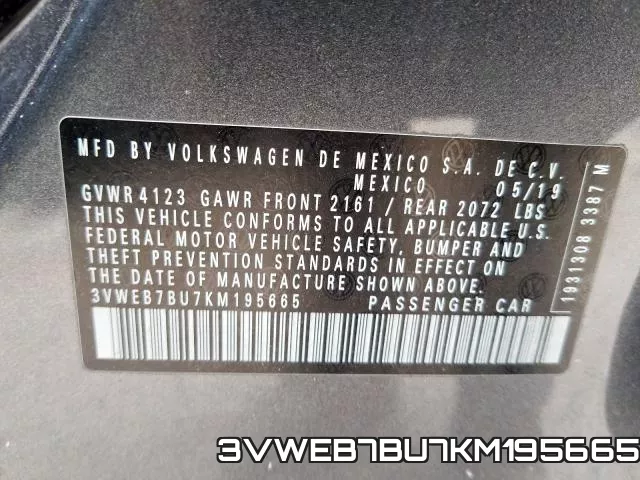 3VWEB7BU7KM195665 фото 2