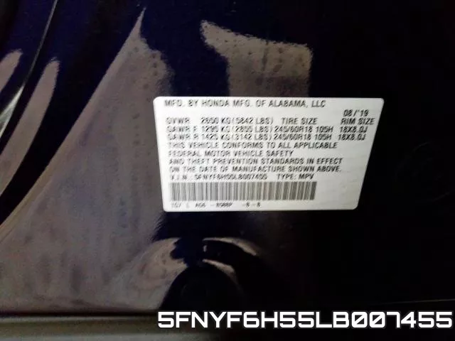 5FNYF6H55LB007455 фото 2