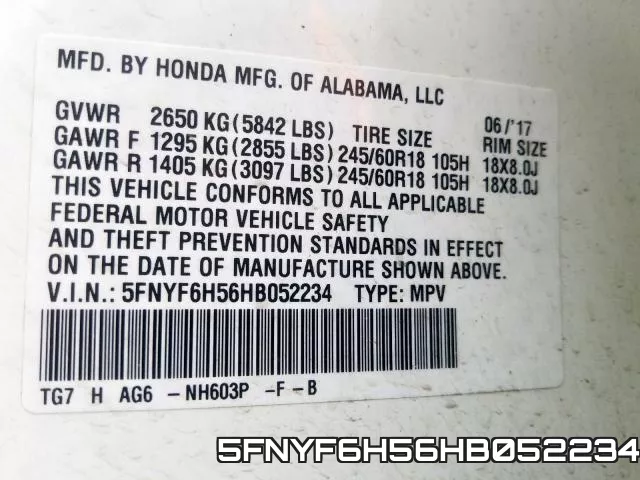 5FNYF6H56HB052234 фото 2