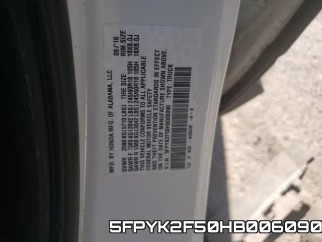 5FPYK2F50HB006090 фото 2