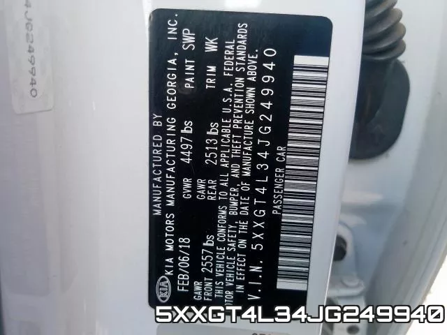 5XXGT4L34JG249940 фото 2