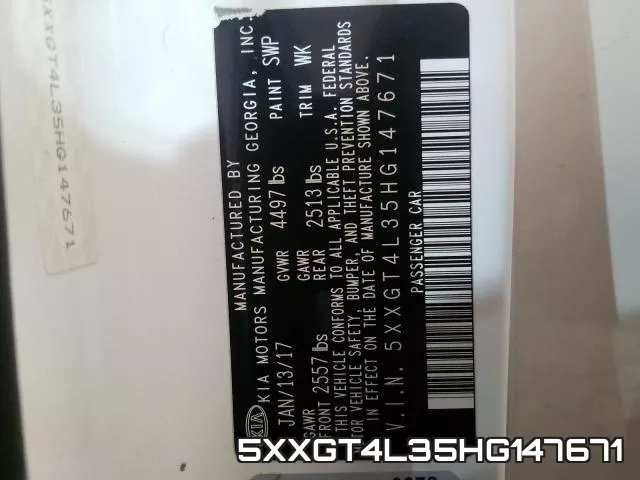 5XXGT4L35HG147671 фото 2