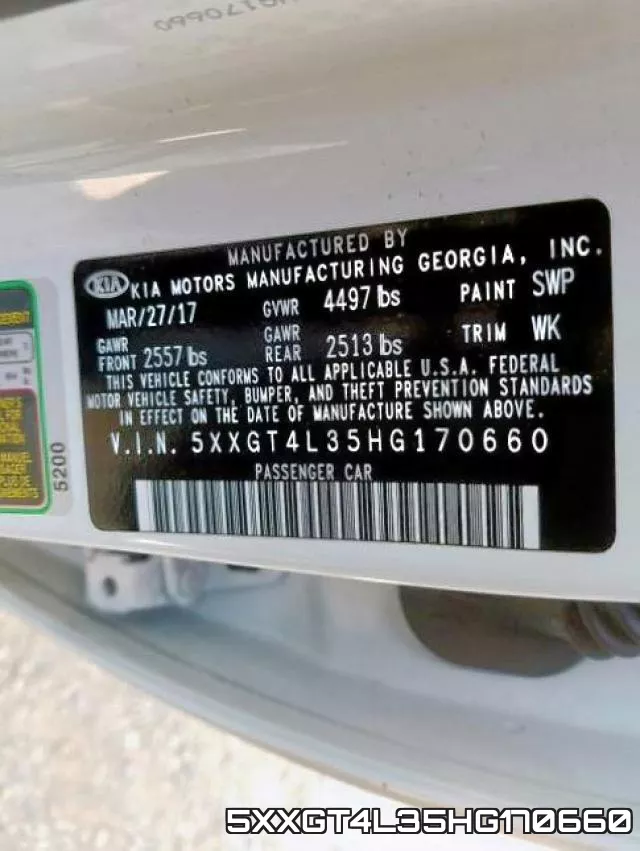 5XXGT4L35HG170660 фото 2
