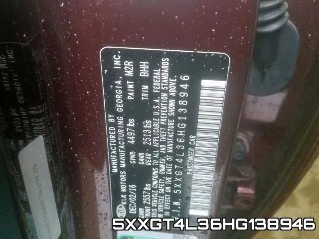 5XXGT4L36HG138946 фото 2