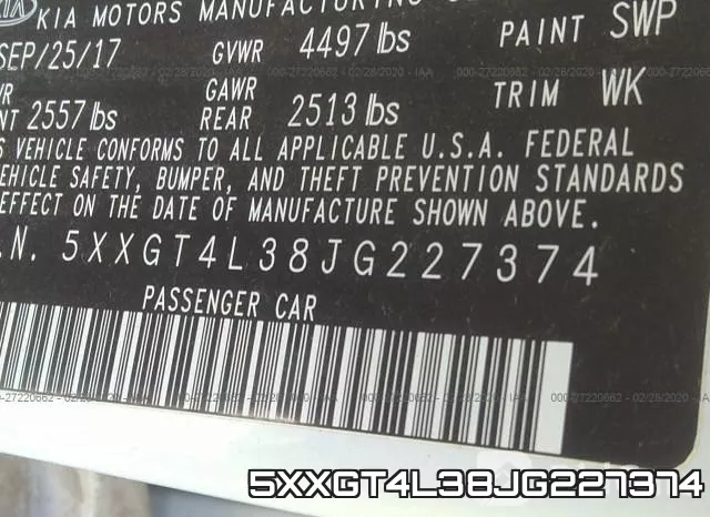 5XXGT4L38JG227374 фото 10