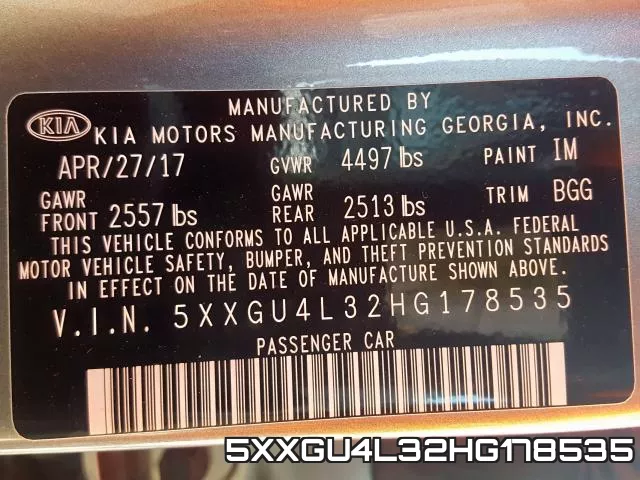5XXGU4L32HG178535 фото 2