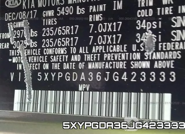 5XYPGDA36JG423333 фото 10