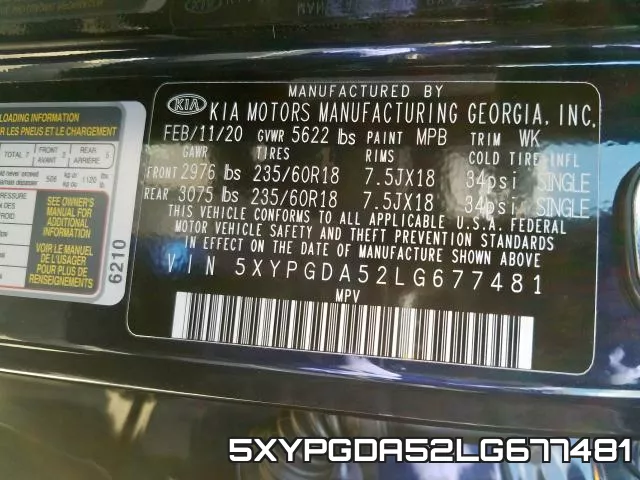 5XYPGDA52LG677481 фото 2