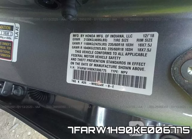 7FARW1H90KE006775 фото 10
