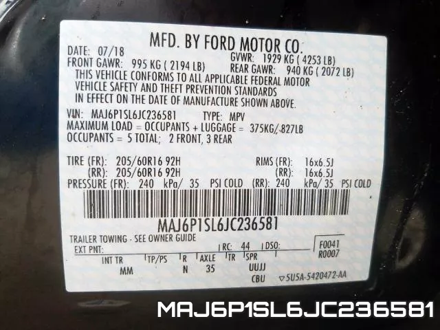 MAJ6P1SL6JC236581 фото 2