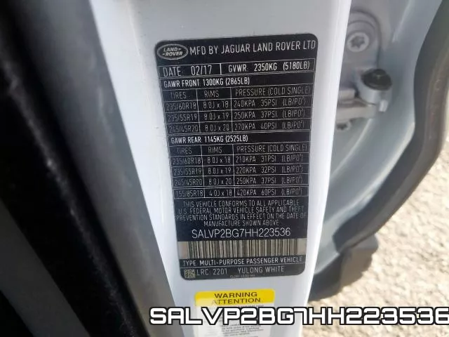 SALVP2BG7HH223536 фото 2