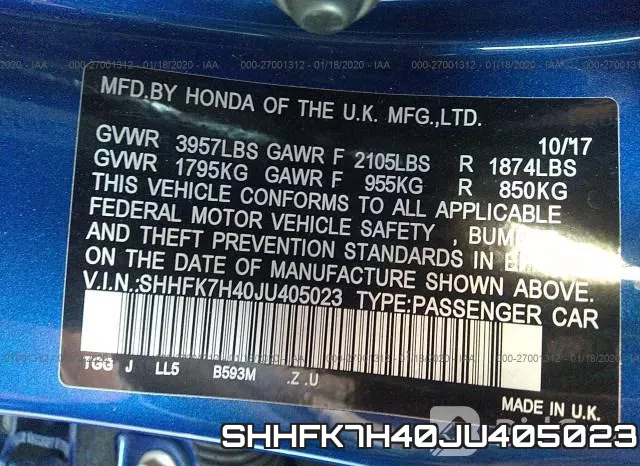 SHHFK7H40JU405023 фото 10