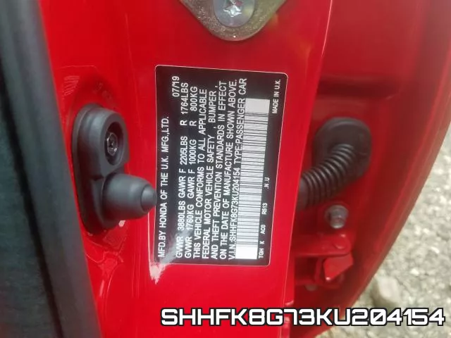 SHHFK8G73KU204154 фото 2