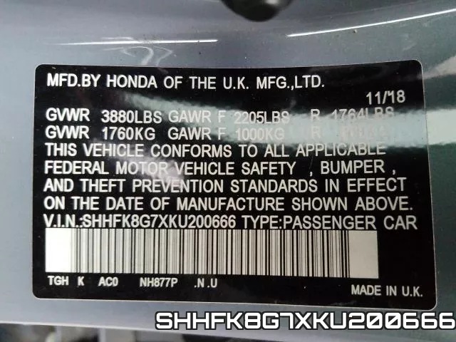 SHHFK8G7XKU200666 фото 2