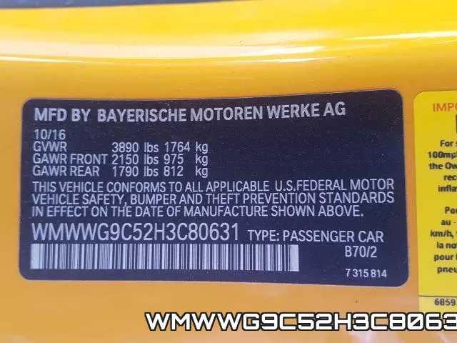 WMWWG9C52H3C80631 фото 2