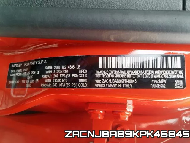 ZACNJBAB9KPK46845 фото 2